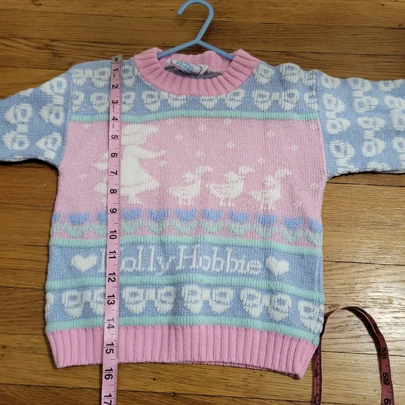 Hollie Hobby Vintage 80s Rare Kids Toddler Knit Pastel Sweater - Picture 8 of 8